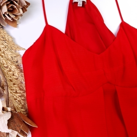 Madewell Red Lined Pocketed Maxi Dress Sz 6 - Picture 9 of 11